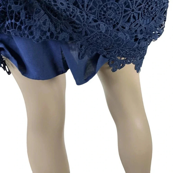 Hollister Crochet Halter Racerback Cut Out Mini Sheath Dress Women Size M Navy - Picture 10 of 16